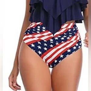 American Flag High-Waisted Bikini Bottoms